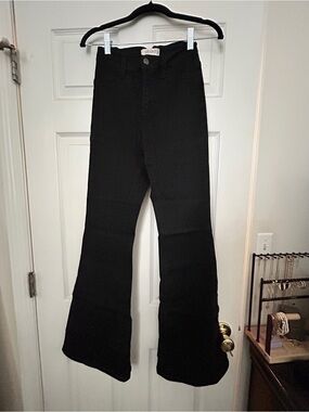 Vibrant Black High-Rise Flared Jeans